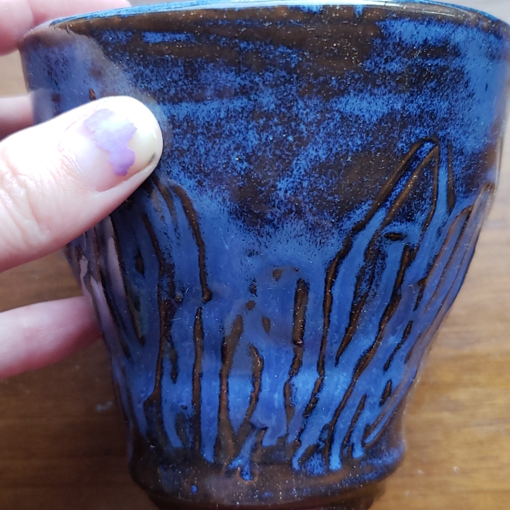 Cobalt/Copper Ceramic Pencil Holder- Hand Thrown! - Picture 3 of 5